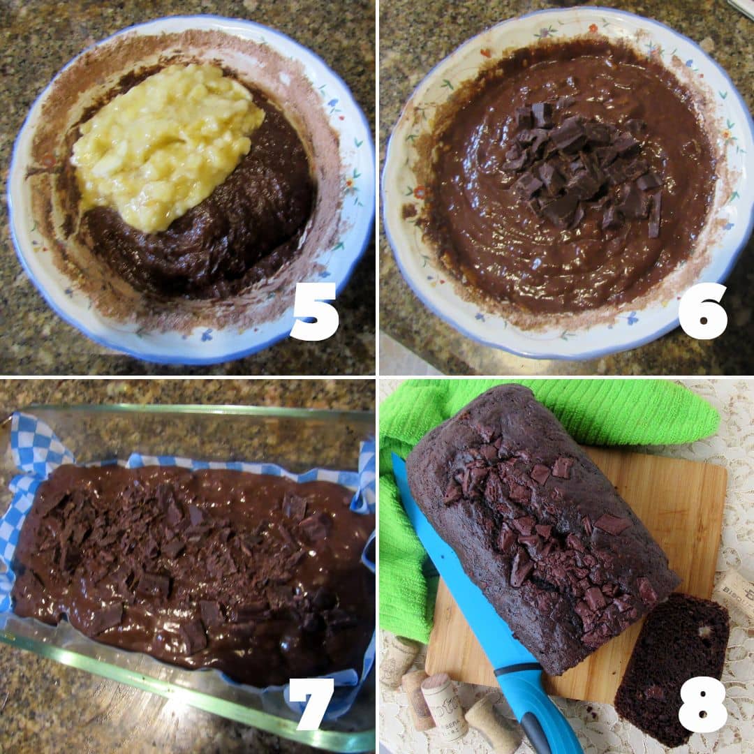 Pasos para la torta de chocolate y banana